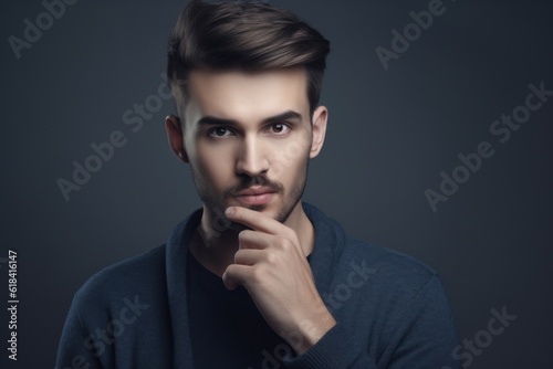 Portrait of a handsome young man. Men's beauty, fashion. Generative AI