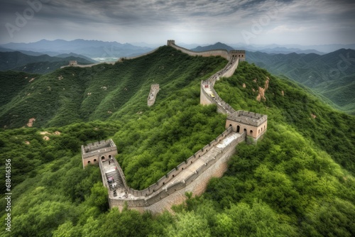 Great wall china forest. Generate Ai