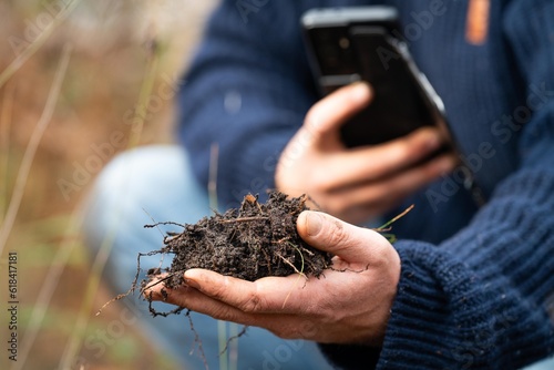 Compost pile, organic thermophilic compost turning in Tasmania Australia. photo