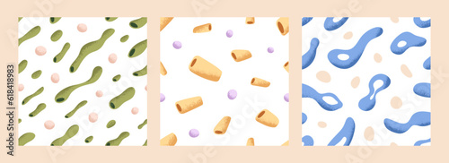 Abstract seamless patterns set. Repeating print, endless backgrounds designs ...