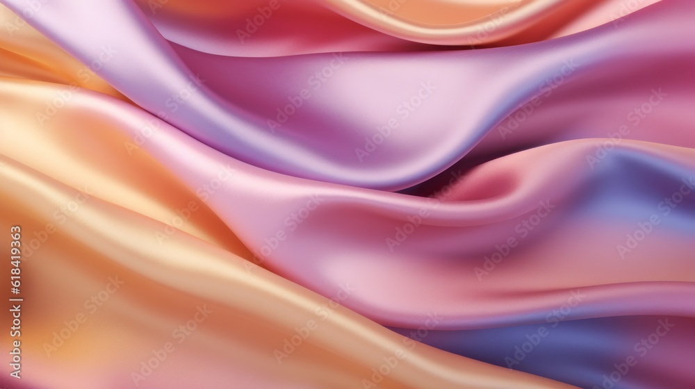 Fototapeta premium Silk Unfurled, Abstract Background with Luxurious Wavy Folds of Satin Velvet Material, generative ai.