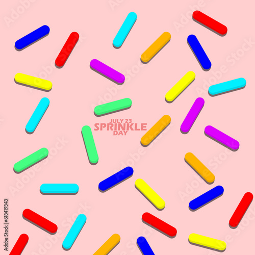 Small chocolate granules commonly called chocolate sprinkle with bold text on pink background to celebrate Sprinkle Day on July 23
