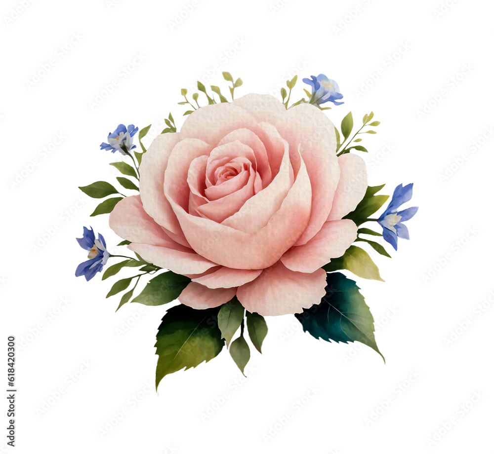 Watercolor Style Set of Flowers Png Clipart on Transparent Background