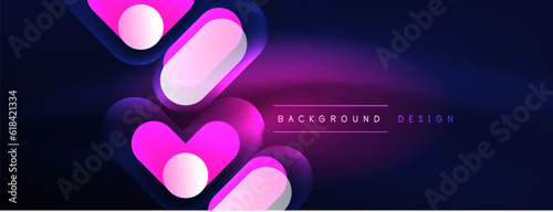 Glowing round shapes abstract background. Template for wallpaper, banner, presentation, background
