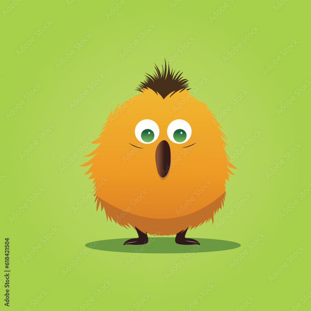 Vector Illustration of Cute Orange Hair Bird Mascot.