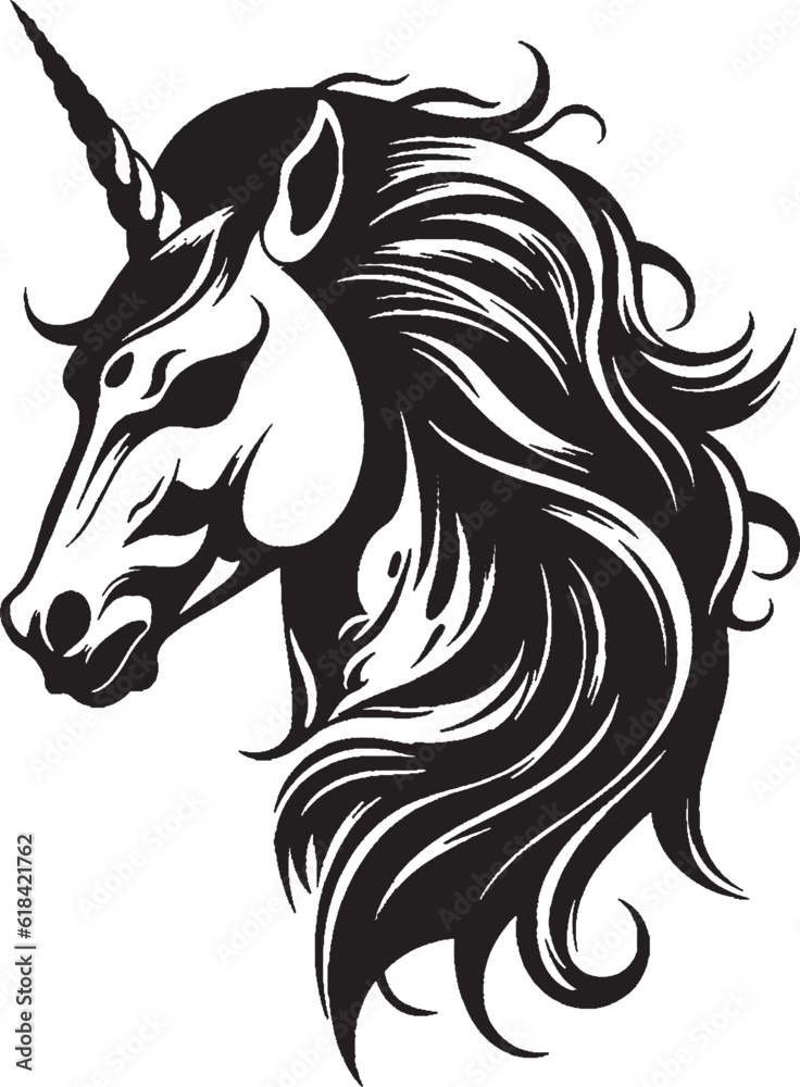 Fototapeta premium Illustration of a unicorn head style art.