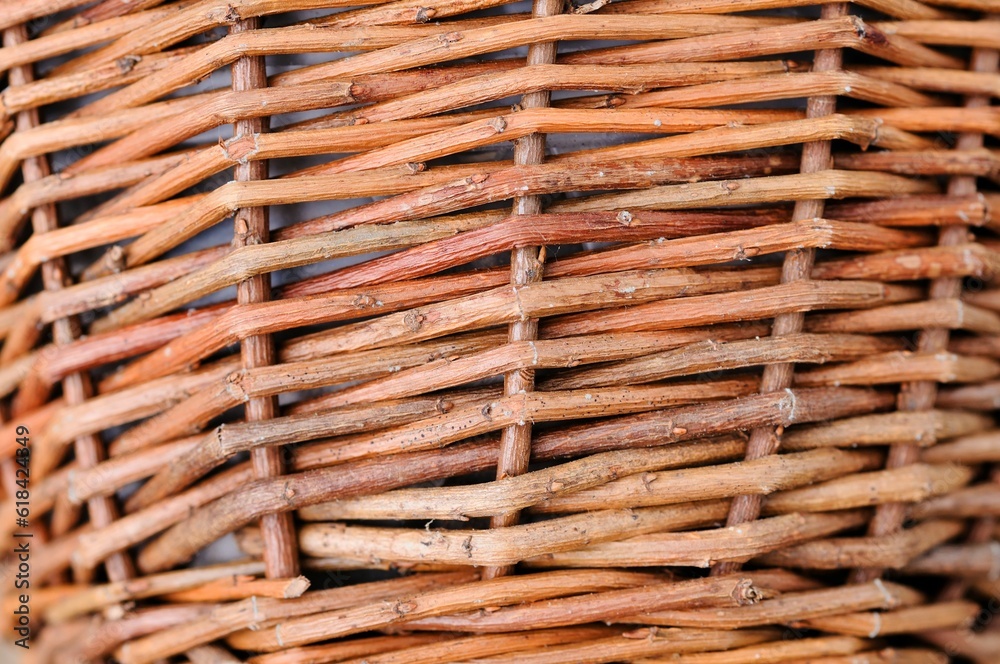Close-up shot of a wicker basket Close-up shot of a wicker basket