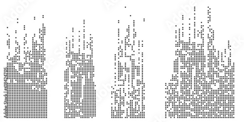 Pixel mosaic. Pixel decay illustration. Falling pixels. Abstract background.