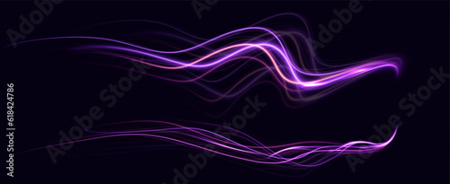  neural network.Neon speed lines. Dynamic light motion traces. Light trace wave, trace line.	