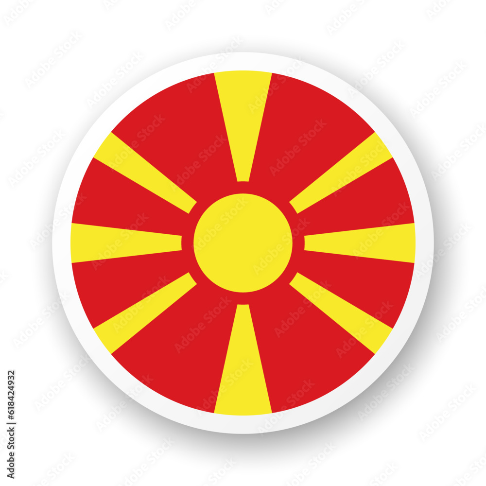 Flag of North Macedonia flat icon. Round vector element with shadow underneath. Best for mobile apps, UI and web design. Flag of North Macedonia flat icon. Round vector element with shadow underneath. Best for mobile apps, UI and web design.