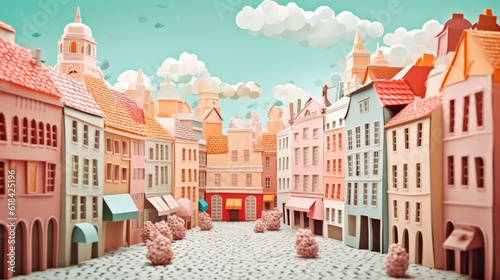 Origami Paper Art of houses country created with Generative AI Technology
