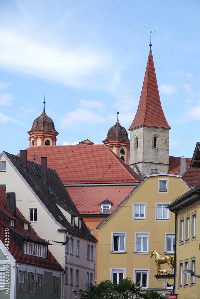 Haeuser und Basilika in Ellwangen Haeuser und Basilika in Ellwangen