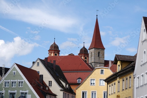 Haeuser und Basilika in Ellwangen