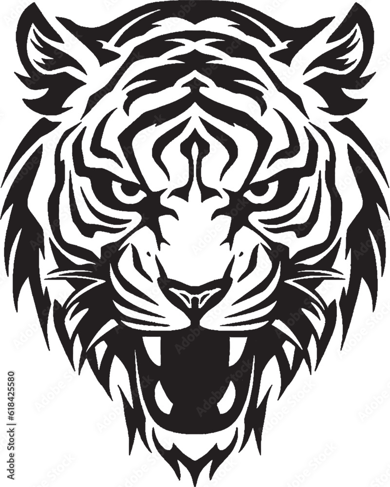Illustration of a tiger head style art.