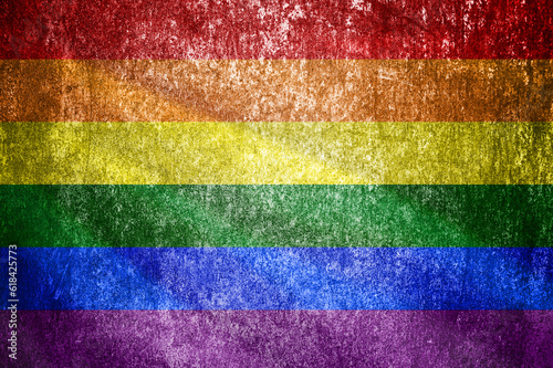 Grunge LGBT flag. Dirty LGBT flag on a metal surface.