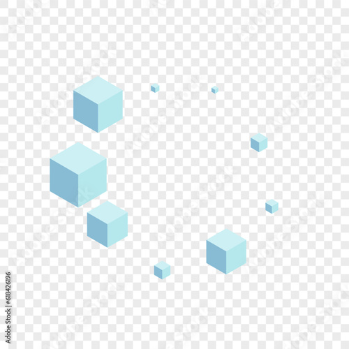 Grey Square Background Transparent Vector. Cubic Web Illustration. Gray Geometric Blockchain Texture. Graphic Design. Monochrome Data Cube.