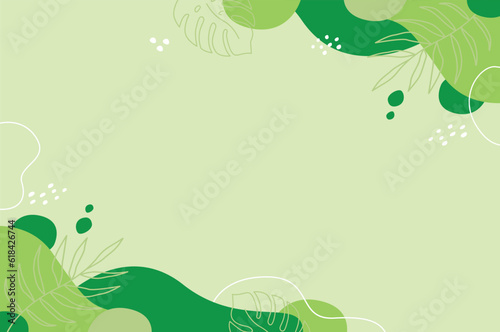 Leinwand Poster world environment day banner with leaf plant on green background vector design