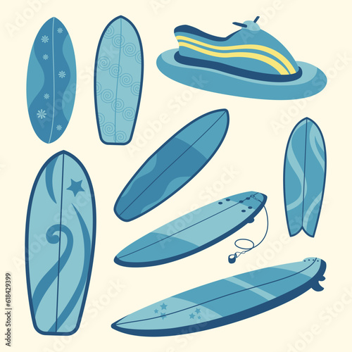 set of surfboard