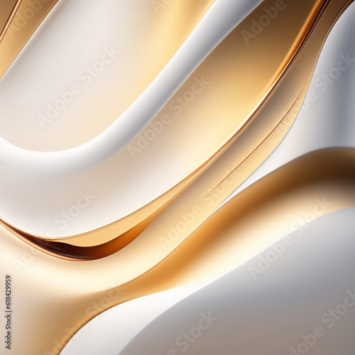 abstract background with waves - beige and white background - Golden color - abstract background - Generative AI