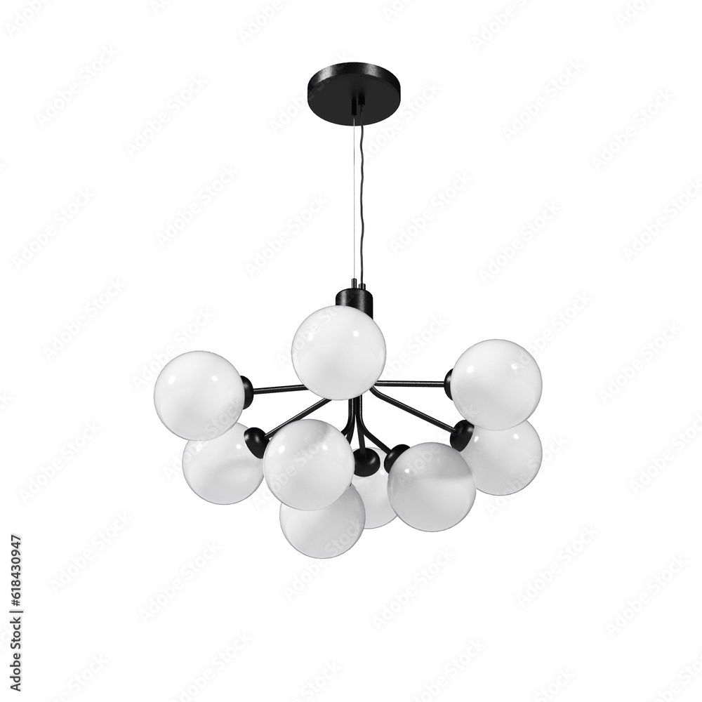 chandelier on the ceiling isolated on transparent background, hanging lamp, pendant light, 3D illustration, cg render chandelier on the ceiling isolated on transparent background, hanging lamp, pendant light, 3D illustration, cg render
