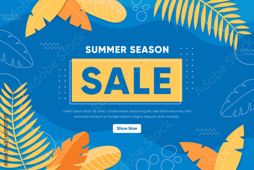 Summer Sale Discount Promotion Sale Background Template for Presentation or Website Banner Advertisement