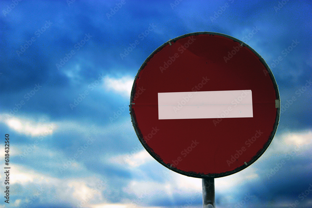 Stop sign on blue sky background Stop sign on blue sky background