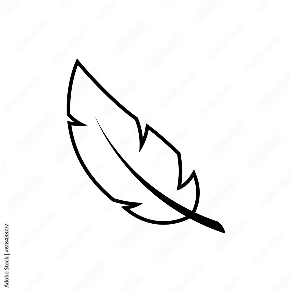 Feather outline icon isolated on white background. Feather outline icon isolated on white background.