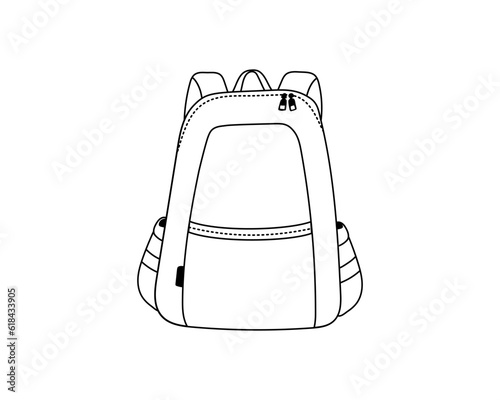 School backpack in simple line style.Vector illustration