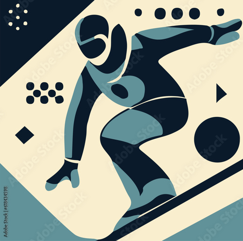 a vector illustration of a Downhill snowboarder