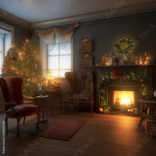 New Year s background in the form of an interior in the room  Generative AI  Generative  AI