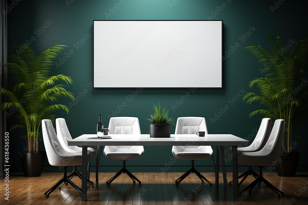 Blank canvas mockup frame on a modern corridor at a modern office. Generative AI Blank canvas mockup frame on a modern corridor at a modern office. Generative AI