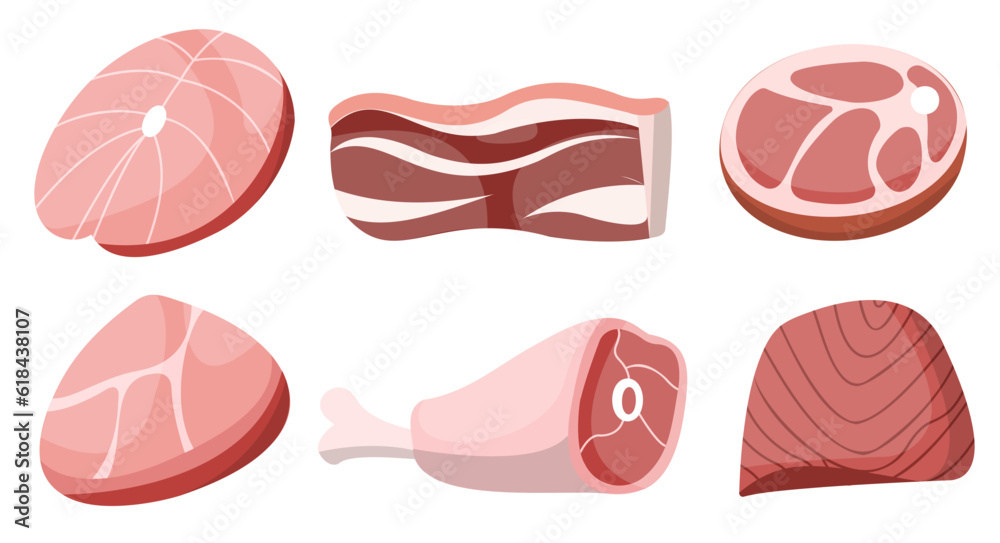 Raw meat products flat set Raw meat products flat set