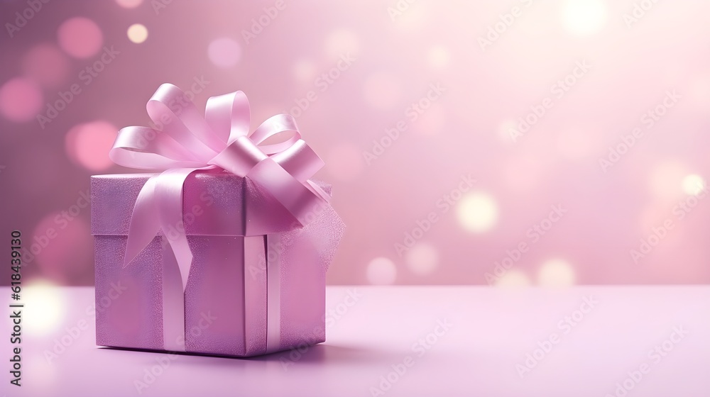 gift box abstract luxury purple background. Copy space. Generative AI.