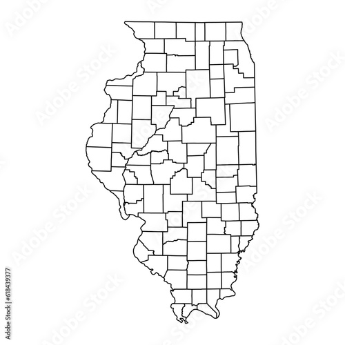 Illinois state map with counties. Vector illustration.