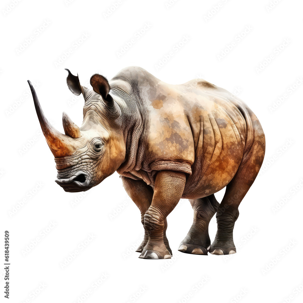 Obraz premium Beautiful rhino looking isolated on white