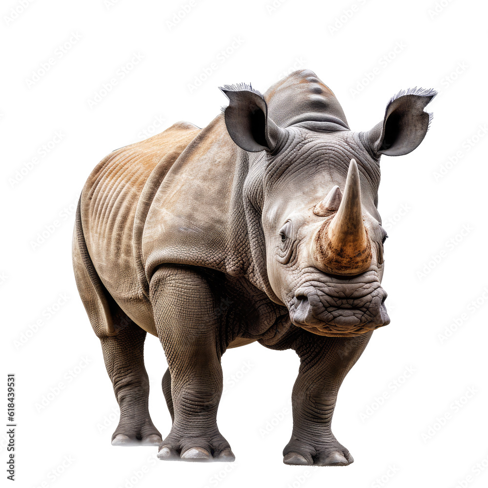 Fototapeta premium Beautiful rhino looking isolated on white