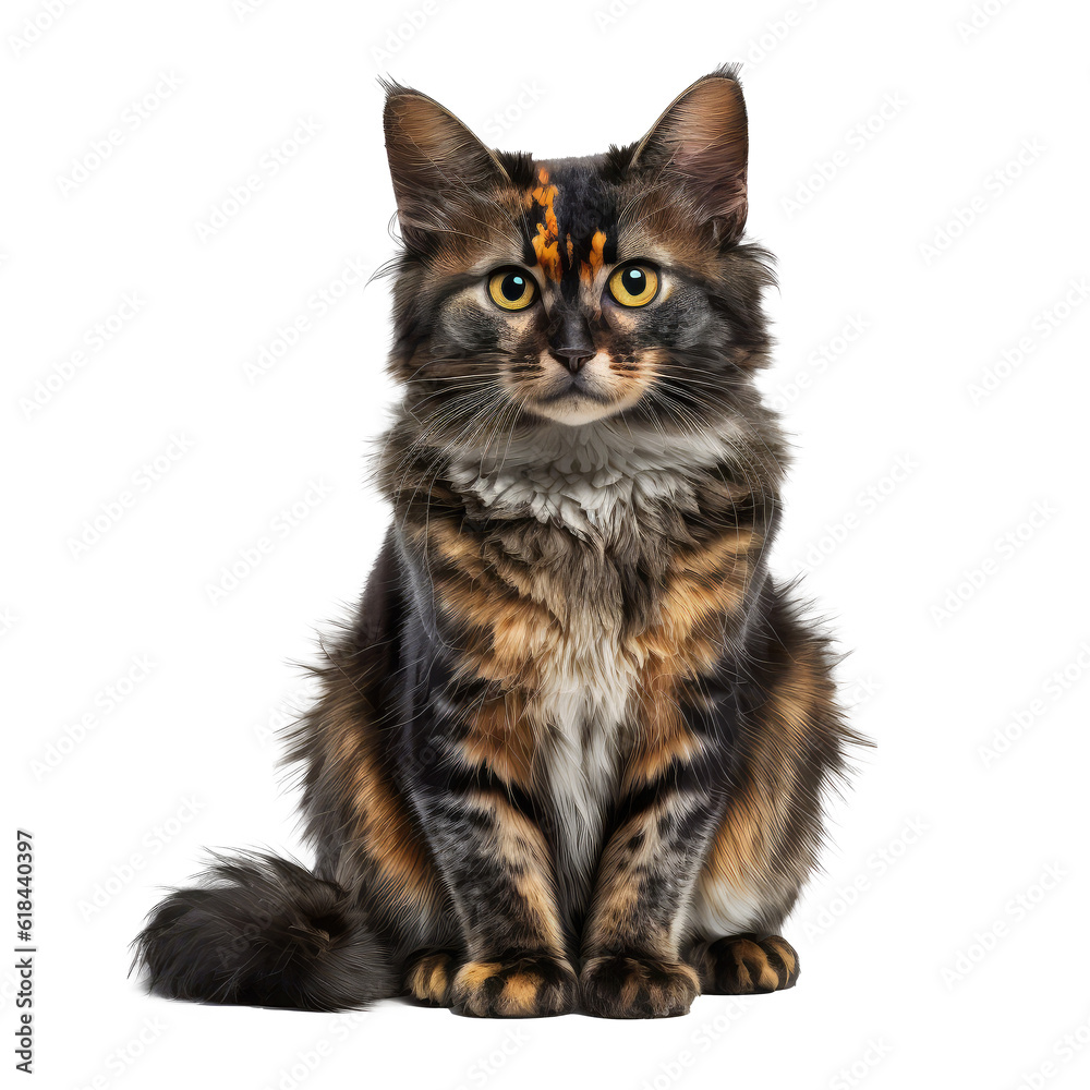 tortie cat looking isolated on white tortie cat looking isolated on white