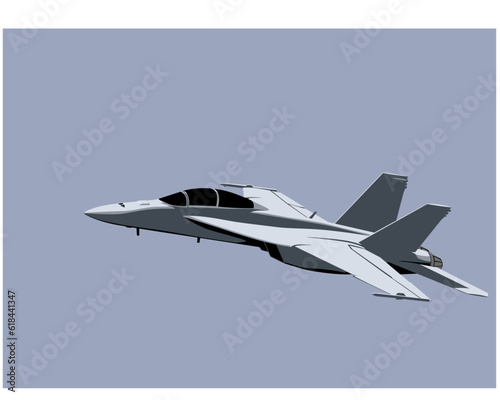 F-18F Super Hornet. Modern fighter jet. Vector image for prints, poster and illustrations.