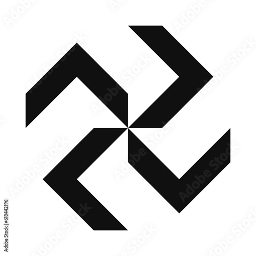 Four Rotating Chevrons Silhouette Shape Icon