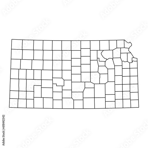 Kansas state map with counties. Vector illustration.