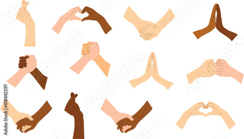 Hand gesture flat. Hands Love And Friendship Gestures