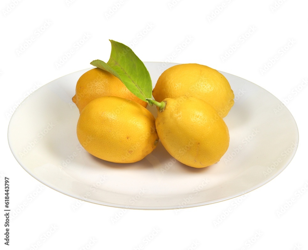 lemons in a dish isolated over white