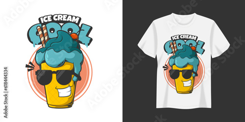 ice cream cool illustration tshirt and apparel printing design