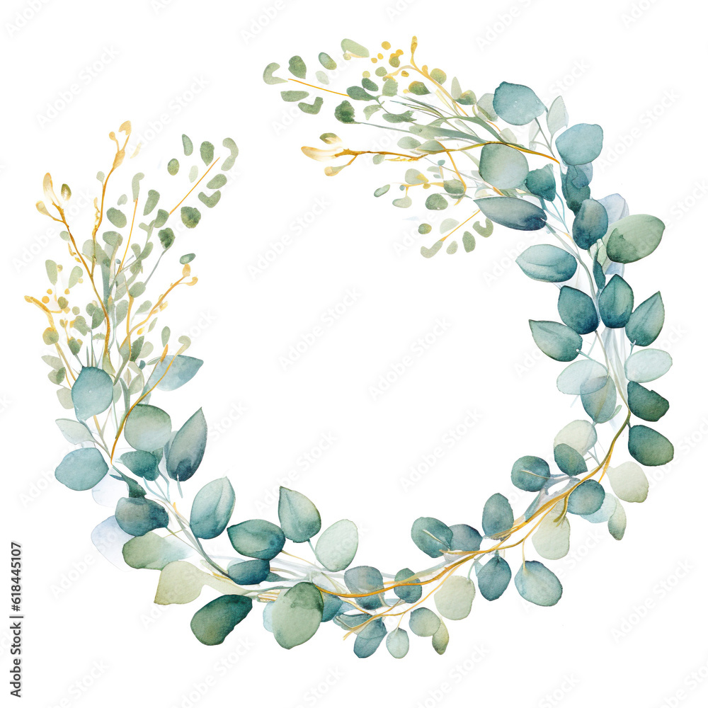 Aquarell handbemalter Rahmen mit tropischen grünen Blättern und Zweigen. Rahmen für Hochzeitseinladungen, Save the Date oder Grußkarten, generative AI