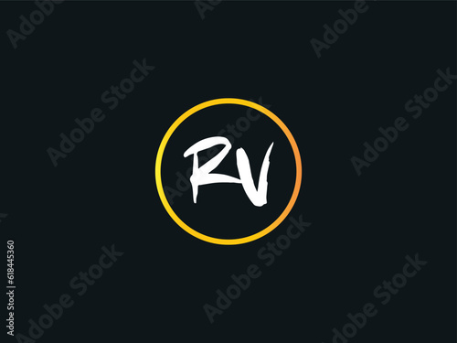 RV, rv Brush Logo, Initial Rv Brush Letter Logo Icon Design