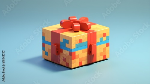 gift box  present  modern 8 bit 3d minimal style illustration. Digital icon. Generative AI.