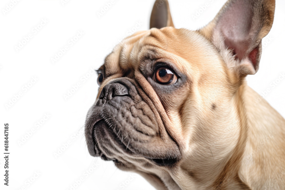 Portrait of French Bulldog dog on white background