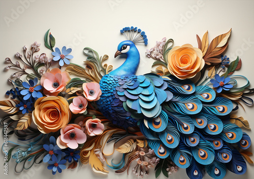 Peacock paper quilling © Debi Kurnia Putra
