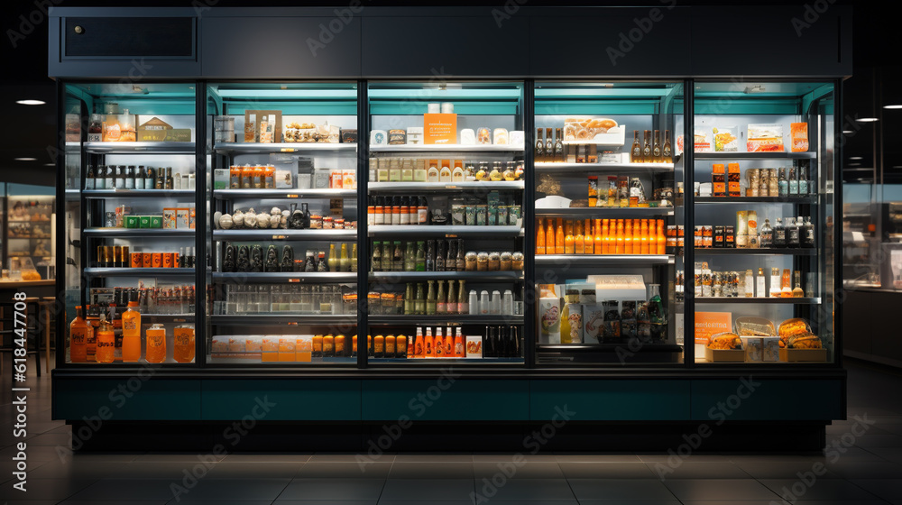 Aisle of Chill: Exploring the Variety of Goods in a Supermarket's Large Refrigerated Section, Generative AI