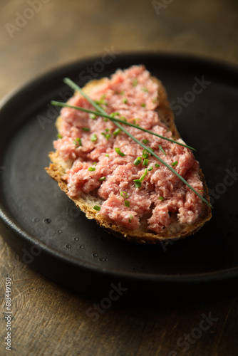 Traditional pork pate or mettwurst